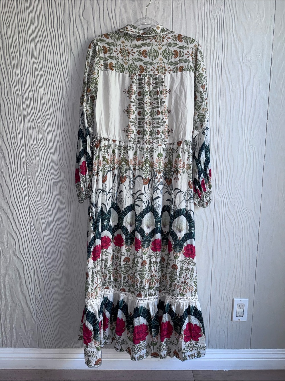 Anthropologie Eleanora Buttondown Shirtdress Silk Blend Botanical Motif Sz: L - Picture 4 of 15